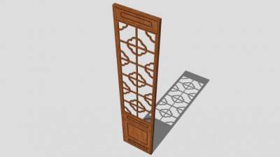 窗花格中式门SU模型下载_sketchup草图大师SKP模型