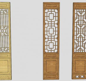 三个中式门SU模型下载_sketchup草图大师SKP模型