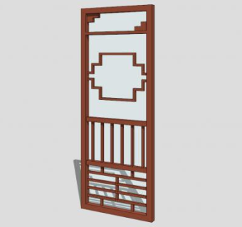 新中式门SU模型下载_sketchup草图大师SKP模型