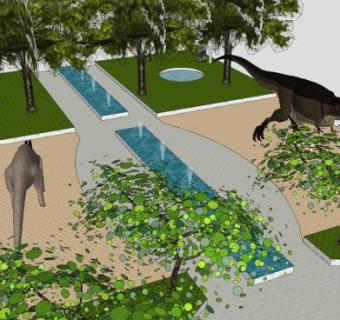 恐龙主题公园SU模型下载_sketchup草图大师SKP模型