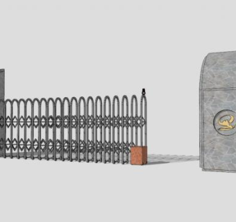 厂房伸缩门挡杆闸门SU模型下载_sketchup草图大师SKP模型