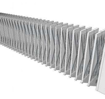 厂区自动电动伸缩门挡杆闸门SU模型下载_sketchup草图大师SKP模型