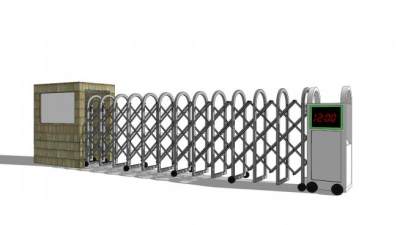 电动伸缩门挡杆电动闸门SU模型下载_sketchup草图大师SKP模型