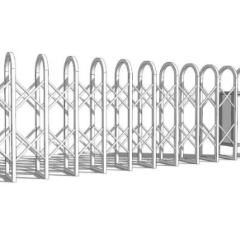 电动伸缩门闸门SU模型下载_sketchup草图大师SKP模型