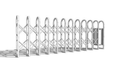 电动伸缩门闸门SU模型下载_sketchup草图大师SKP模型