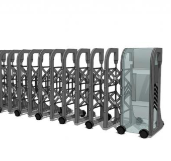 工厂电动伸缩门挡杆SU模型下载_sketchup草图大师SKP模型