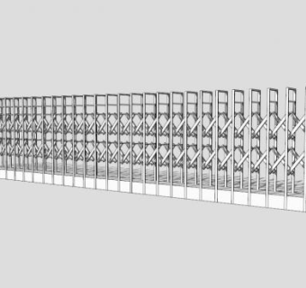 工厂伸缩门挡杆闸门SU模型下载_sketchup草图大师SKP模型
