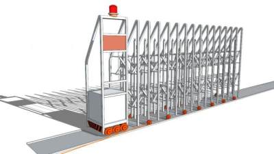 工厂自动伸缩门挡杆闸门SU模型下载_sketchup草图大师SKP模型