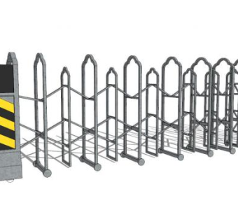 伸缩门电动挡杆电动闸门SU模型下载_sketchup草图大师SKP模型