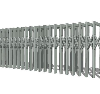 校区电动伸缩门挡杆闸门SU模型下载_sketchup草图大师SKP模型