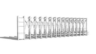 学校自动电动伸缩门挡杆闸门SU模型下载_sketchup草图大师SKP模型