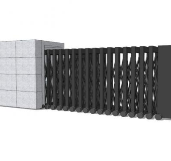 自动伸缩门挡杆电动闸门SU模型下载_sketchup草图大师SKP模型