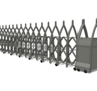 自动伸缩门电动挡杆电动闸门SU模型下载_sketchup草图大师SKP模型