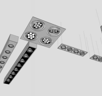 舞台射灯轨道灯SU模型下载_sketchup草图大师SKP模型
