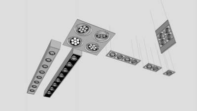 舞台射灯轨道灯SU模型下载_sketchup草图大师SKP模型