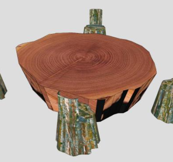 根雕茶台SU模型下载_sketchup草图大师SKP模型