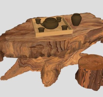 根雕茶座SU模型下载_sketchup草图大师SKP模型