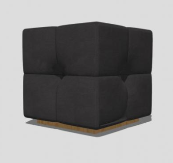 简约黑色方体沙发凳SU模型下载_sketchup草图大师SKP模型