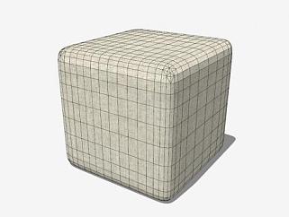 现代简约方形沙发坐凳SU模型下载_sketchup草图大师SKP模型