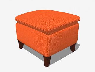 橙色沙发坐凳SU模型下载_sketchup草图大师SKP模型