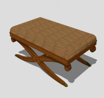 木制折叠沙发脚凳SU模型下载_sketchup草图大师SKP模型