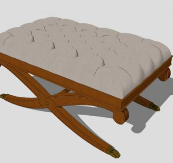 布艺折叠沙发脚凳SU模型下载_sketchup草图大师SKP模型