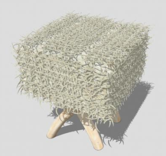 灰刺沙发脚凳SU模型下载_sketchup草图大师SKP模型