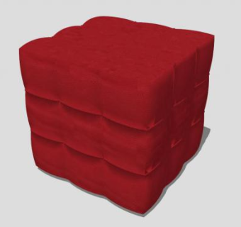 方形红色沙发坐凳SU模型下载_sketchup草图大师SKP模型