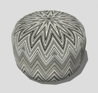 灰绿色花纹沙发坐凳SU模型下载_sketchup草图大师SKP模型