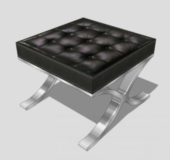 豪华黑色皮艺沙发坐凳SU模型下载_sketchup草图大师SKP模型