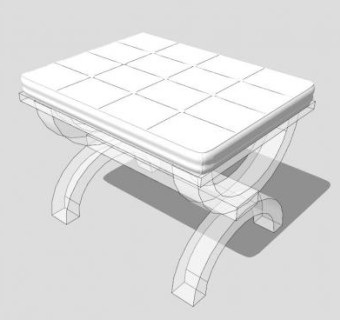 白色现代沙发坐凳SU模型下载_sketchup草图大师SKP模型