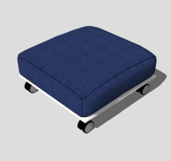 藏蓝色简约布艺沙发坐凳SU模型下载_sketchup草图大师SKP模型