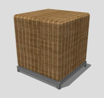 方形藤艺沙发坐凳SU模型下载_sketchup草图大师SKP模型
