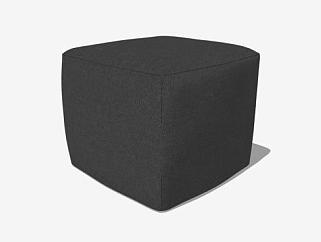 黑色方形沙发坐凳SU模型下载_sketchup草图大师SKP模型