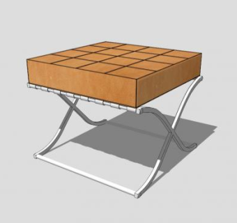 现代木质沙发坐凳SU模型下载_sketchup草图大师SKP模型