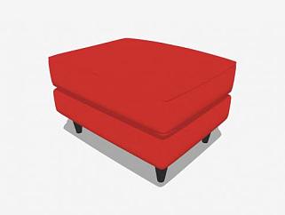 红色沙发脚凳坐凳SU模型下载_sketchup草图大师SKP模型
