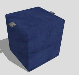 藏蓝色方形沙发坐凳SU模型下载_sketchup草图大师SKP模型