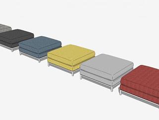 多款休闲方形沙发坐凳SU模型下载_sketchup草图大师SKP模型