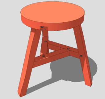 时尚休闲橙色坐凳SU模型下载_sketchup草图大师SKP模型