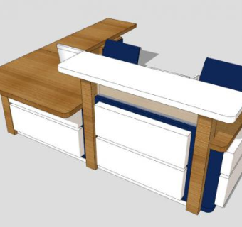 现代简约木质前台柜SU模型下载_sketchup草图大师SKP模型