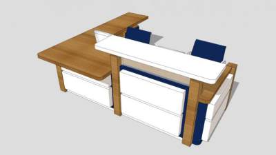 现代简约木质前台柜SU模型下载_sketchup草图大师SKP模型