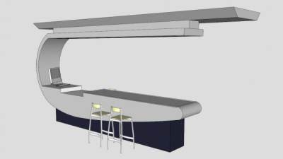 现代公司大厅办公前台SU模型下载_sketchup草图大师SKP模型