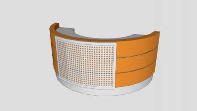 公司大厅橙色办公前台SU模型下载_sketchup草图大师SKP模型