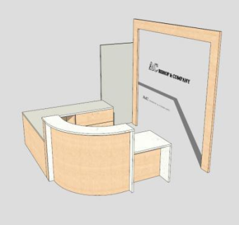 淡橙色大厅办公前台SU模型下载_sketchup草图大师SKP模型