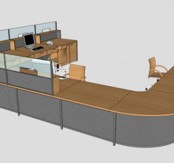 灰色简约办公空间木质前台SU模型下载_sketchup草图大师SKP模型