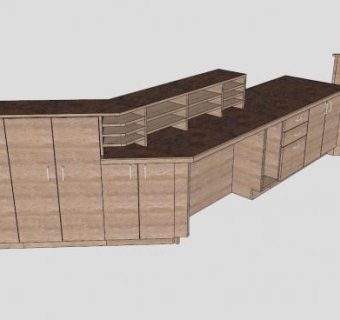 办公空间木质前台柜子SU模型下载_sketchup草图大师SKP模型