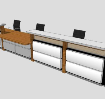 简约木质前台接待台SU模型下载_sketchup草图大师SKP模型