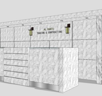 白色大理石接待台前台柜SU模型下载_sketchup草图大师SKP模型