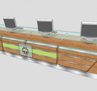 现代木质接待前台设计SU模型下载_sketchup草图大师SKP模型