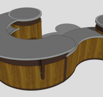 现代圆形前台SU模型下载_sketchup草图大师SKP模型